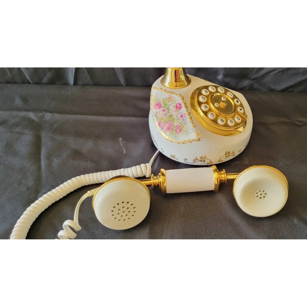 Vintage Style Decorative Push Button Telephone with Floral Design - Picture 9 of 12